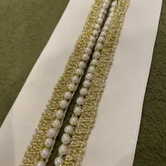 重ね衿　パール　金ラメレース　成人式　振袖　卒業式　袴　伊達襟　重ね襟　襟飾り