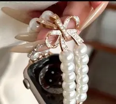 Apple Watch用パールビーズバンド ゴールデン