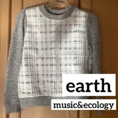 earth music & ecology 長袖トップス グレー チェック柄