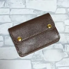 財布　ミニウォレット　ハンドメイド　レザー　ブラウン
