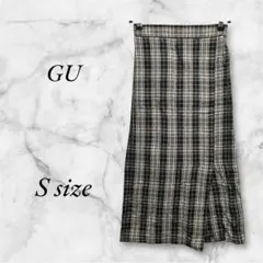 美品♡ 【GU ジーユー】 チェックナローミディスカート (S) ブラック