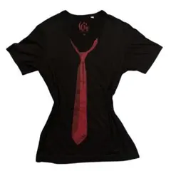 GUESS ネクタイプリント Tシャツ 半袖 ブラック