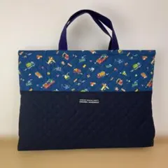 入園入学　レッスンバッグ　絵本袋　通園バック　ハンドメイド　キルティング　働く車