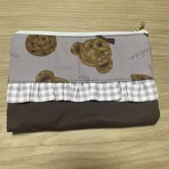 クマとクッキーのフリルポーチハンドメイド