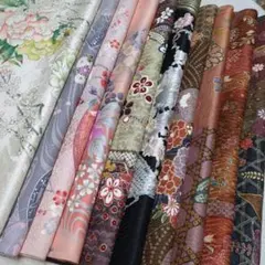 30　着物ハギレ　36×50㎝　10枚　金彩　型染　季節小物　パッチワーク