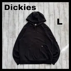 Dickies スウェットパーカー　刺繍ワンポイントロゴ　ブラック　ゆるだぼ L