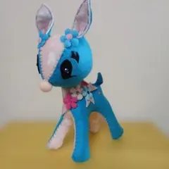 作家様　バンビ　青色フェルト　ぬいぐるみ
