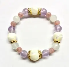 天然石パワーストーン ブレス　シルバームーン　ラベンダーアメジスト　B2548