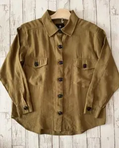 ナノユニバース　長袖シャツ　F size カーキ　秋冬　古着