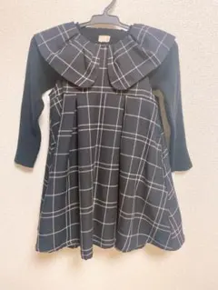 petite main チェックワンピース ネイビー100cm