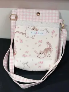 猫柄ポシェット 手作りショルダーバッグペンケース携帯バッグ手帳小物 入り収納袋