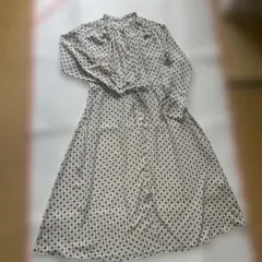 GU幾何学模様 長袖 シャツワンピース-ベージュ-size M (試着のみ)