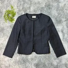 アリスバーリー 9 M ノーカラージャケット 無地 グレー 入学式 通勤 ウール