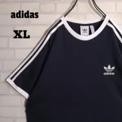 アディダス★ワンポイント 刺繍ロゴ リンガーネック 半袖Tシャツ 黒 XLのサムネイル