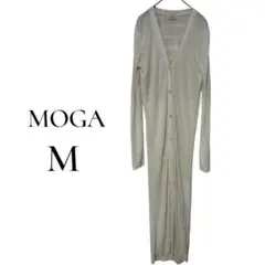MOGA Vネックロングカーディガン ワンピース風 薄手 ニット素材 羽織り 春