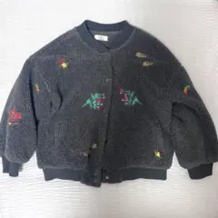 b*a様 刺繍入りグレーのフリースカーディガン