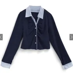 GRL シャツレイヤード風ショート丈トップス[dk1355]