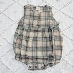 【新品未使用】mini beige チェック柄ロンパース