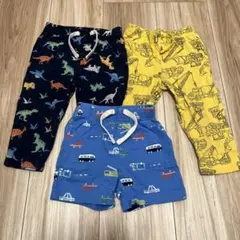 恐竜柄・建設機械パンツ3点セット