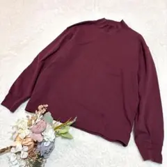 【ユニクロ】メンズ ブラッシュドモックネックTシャツ 長袖 ワイン M