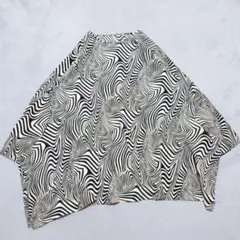 A4-4077　ブラウス　オーバーサイズ　長袖　波状模様　個性的