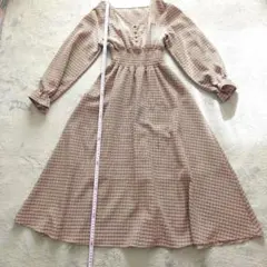 美品OLIVE des OLIVE ブラウン系チェックワンピース