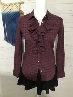 ★ラルフローレン★Y2K 平成ギャル 姫系 ポニー チェック シャツ フリル