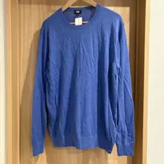 ユニクロ ウォッシャブルコットンメリノクルーネックセーター ブルー