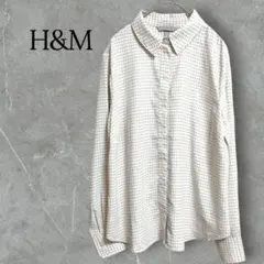 H&M千鳥柄長袖ブラウス総柄きれいめ大人春秋L