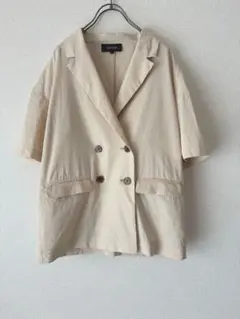 美品　UNTITLED リネン混 半袖ダブルジャケット 美シルエットのサムネイル