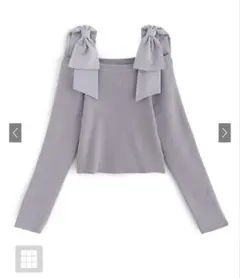 GRL オフショルダーリボンストラップニットトップス【mb1546】ラベンダーS