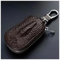 クロコダイル調 キーバッグ キーケース キーホルダー レザー ブラウン
