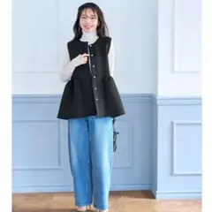 新品✨️ coca パールボタンベスト ダンボールニット 黒