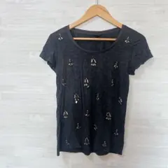 ANN TAYLOR [S] ダークグレー Tシャツ ビジュー付き カットソーのサムネイル