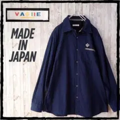 美品 バジエ VAGIIE ネイビー チェック柄 シャツ サイズ52 日本製のサムネイル