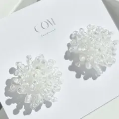 ☆*:.【アレルギー対応】クリアホワイトuniピアスハンドメイド.:*☆40