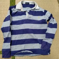 青と白のストライプ ポロシャツ