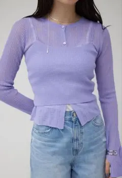 AZUL／シアーニットカーディガンキャミセット