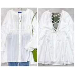美品✨ブルーレーベルクレストブリッジ ギャザーブラウス チェック柄 レース 38