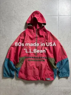80s USA製 L.L.Bean アノラックパーカー レッド ネイティブ柄
