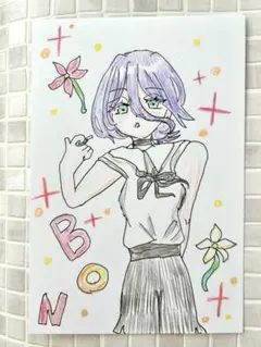 チェンソーマン レゼ ファンアート 色鉛筆画 一点物 原画 手描きイラスト