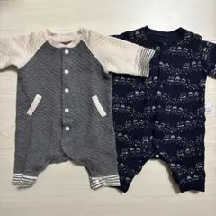 ユニクロ　ロンパース・カバーオール 60cm グレー ネイビー　2点セット