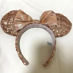 カチューシャ 耳 ディズニー ミニー スパンコール ピンク リボン
