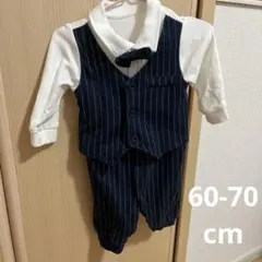 美品♥ネイビー ストライプ ベビーフォーマルスーツ 60-70サイズ