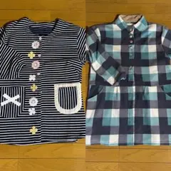 エプロン　2枚セット　チェック　ボーダー　保育士