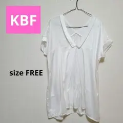 KBF ケービーエフ チュニック シャツ ブラウス Vネック 襟付き F 白