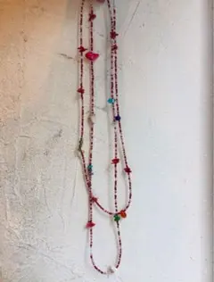 ハンドメイド 天然石とビーズのロングネックレス