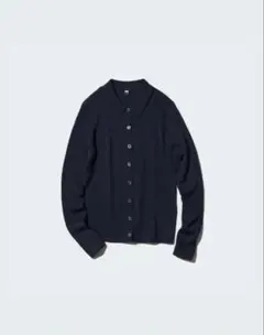 エクストラファインメリノリブポロカーディガンL