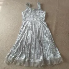 シルバーグレー ベロアキャミソール ハイウエストロングワンピース