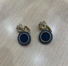 イヤリング ネイビー ゴールドカラー USEDアクセサリー